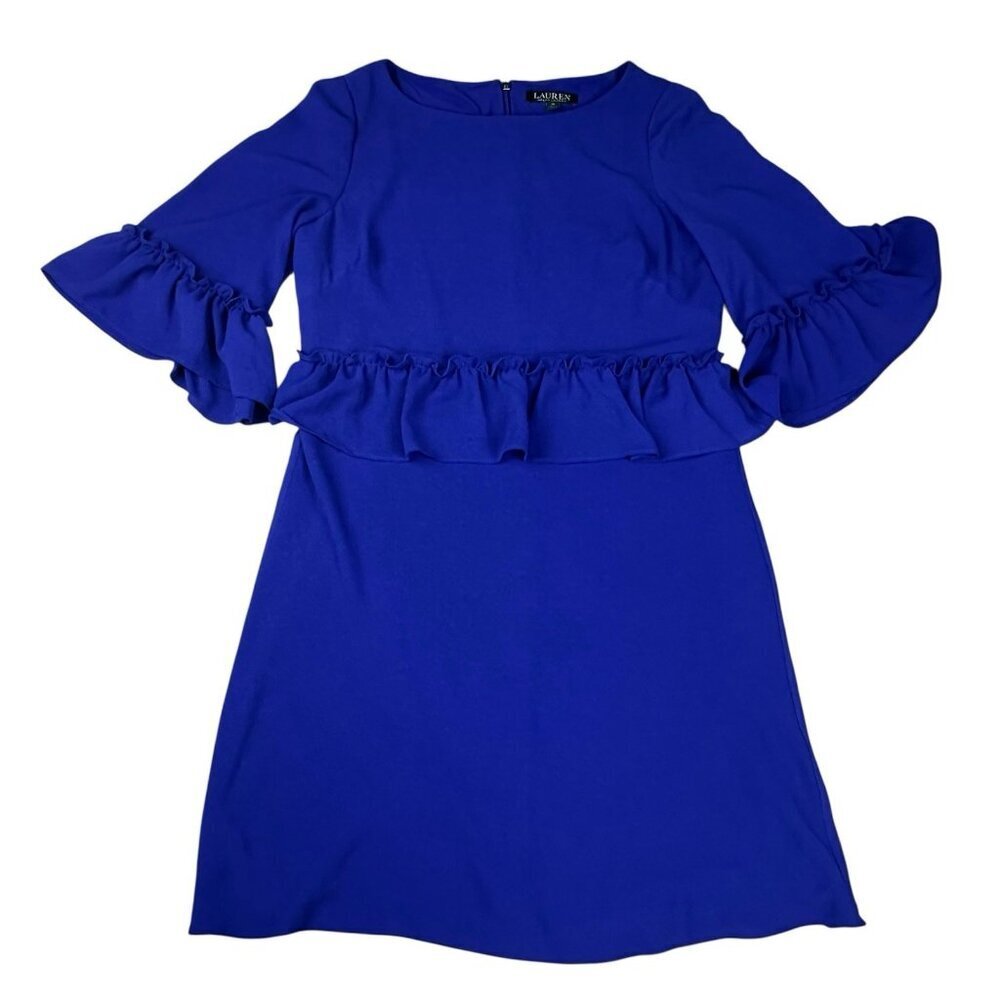 Lauren Ralph Lauren Elbow Ruffle Sleeve Dress in Royal Purple Size 12